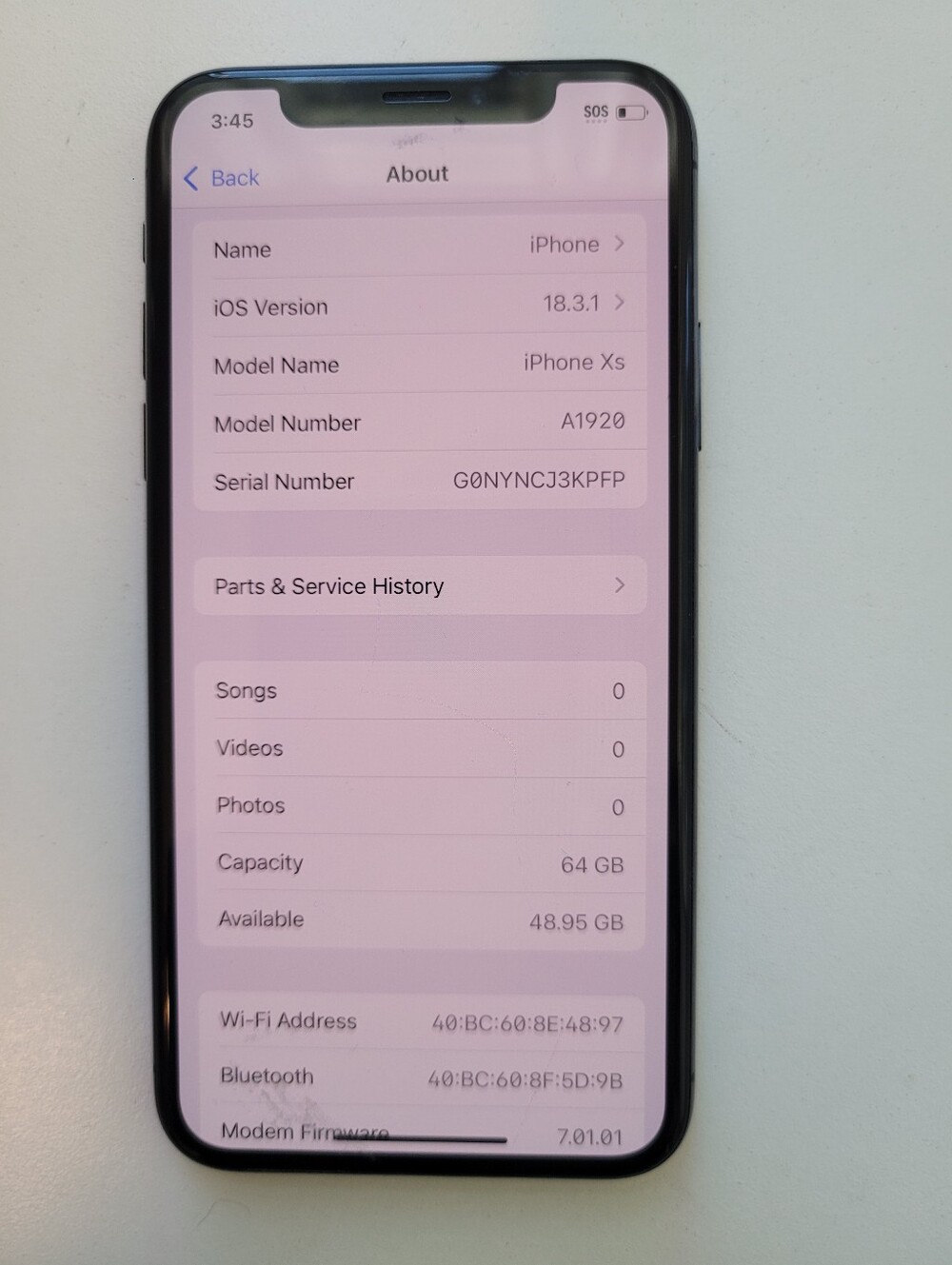 Apple iPhone Xs Black Front Used - 64GB **AJ**